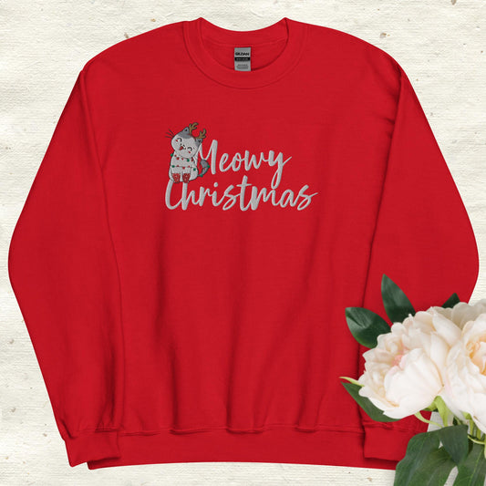 Meowy Christmas Embroidered Sweatshirt - Unisex